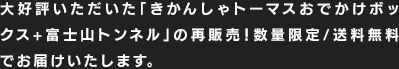 カププラと一緒におでかけできる「おでかけボックス」が通販限定で登場します。人気の「富士山トンネル」がついているのもうれしい！車両は最大12個まで収納可能！トーマスのイラストを使って遊ぼう！